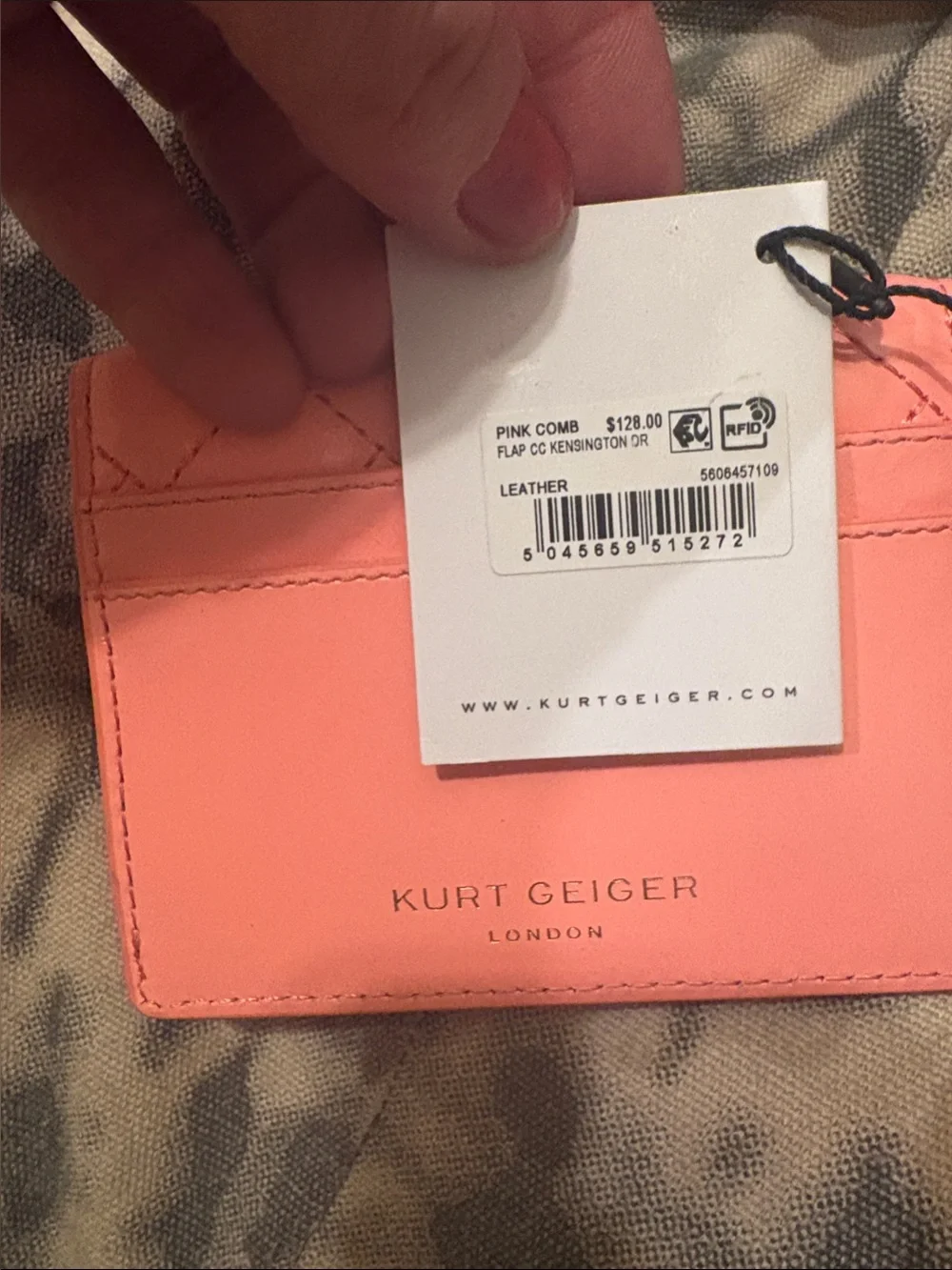 Kurt Geiger NWT pouch wallet in pink comb. Leather. Never used.